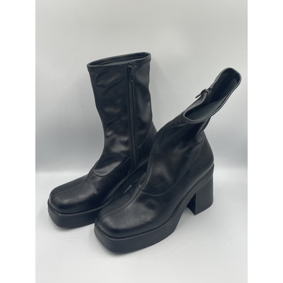 Steve Madden Katrina Boot Women 8.5M Black Square Toe Block Heel Platform Bootie - Picture 3 of 13